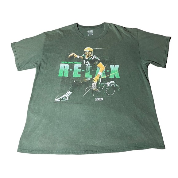 Aaron Rodgers RELAX Adult Green Bay Packers NFLPA Short Sleeve T-shirt Size XL - Picture 1 of 8